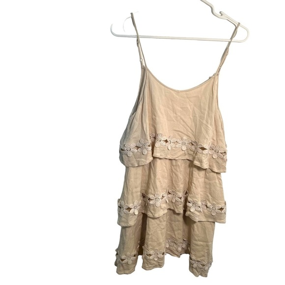 Alya Cami Dress Beige Tiered Crochet - Picture 1 of 9